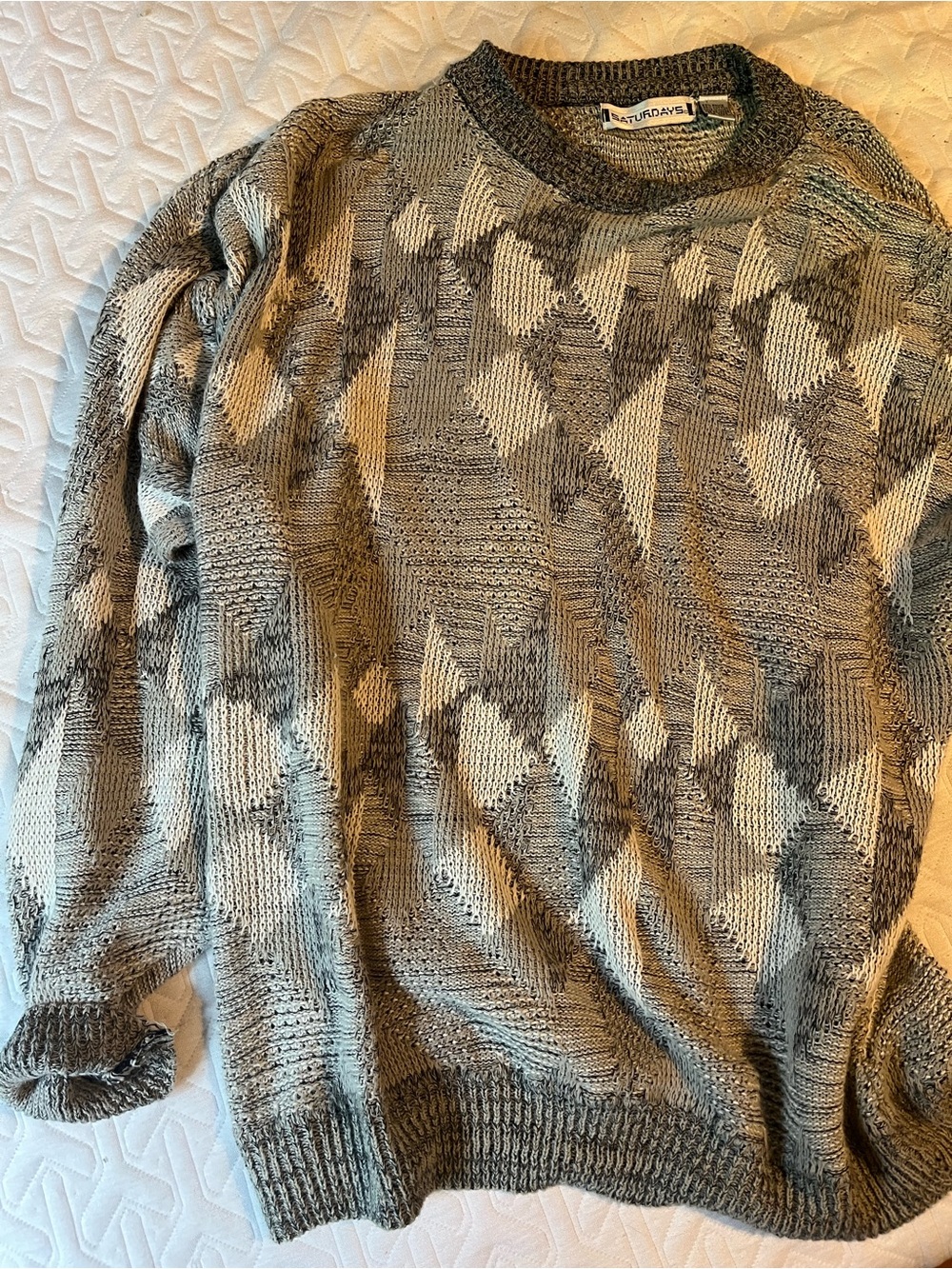 Neutral Geometric Knit Sweater